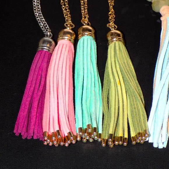 Lot of 9 Corded Tassel Pendant Beaded & Chain Necklaces Bundle.  New w/o Tag - Picture 5 of 5